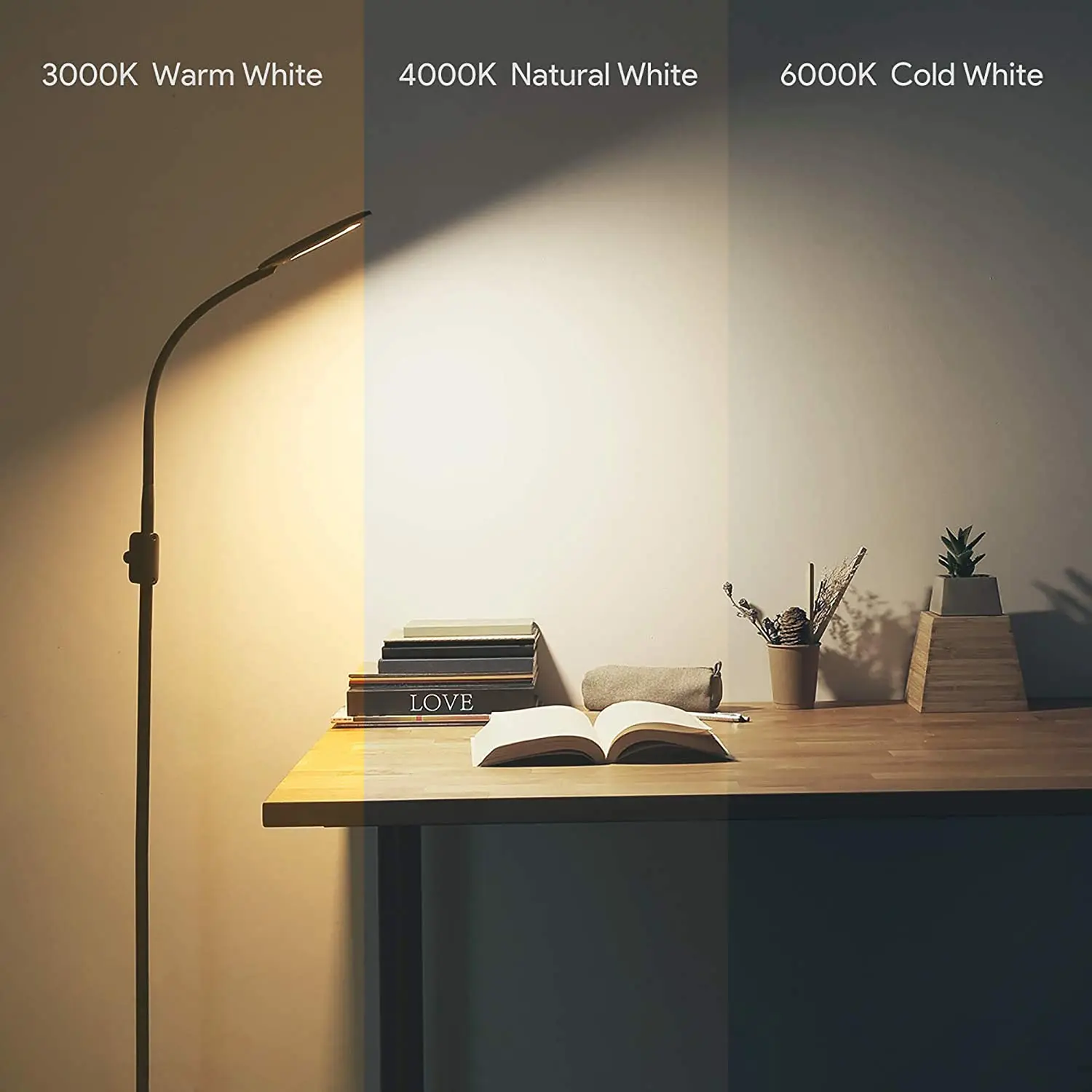 Floor Lamp With Brightness Control Knob And Flexible Neck LED Eye Care Natural White Light For Living Room Bedroom | Лампы и освещение