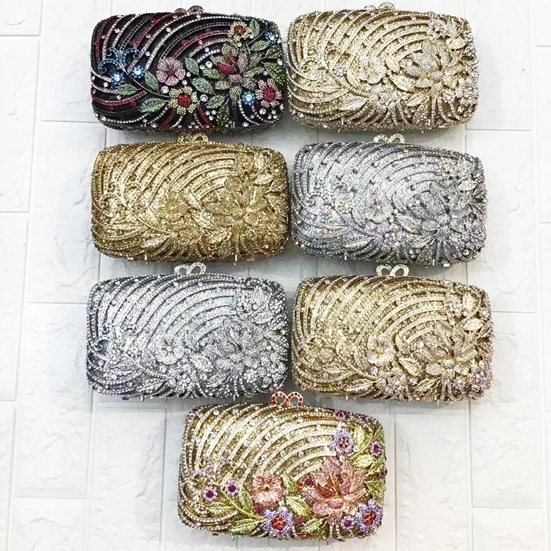 

XIYUAN Silver/Gold Wedding Crystal Handbags Diamond Women Bags Designer Ladies Rhinestone Party Purses Prom Shoulder Clutches