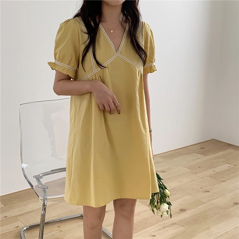 

New Sweet Chic Vintage Summer 2021 Women Slim High Quality Streetwear Cute A-Line Sexy Cute Girls Hot Mini Dresses