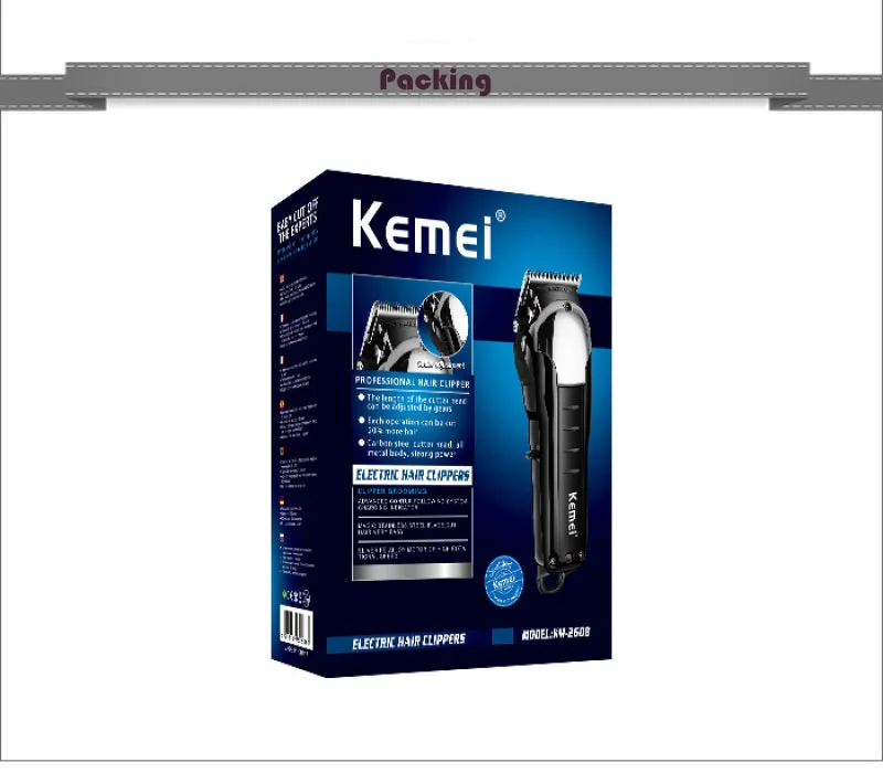 Профессиональная машинка для стрижки волос 100-240 В kemei, электрический триммер для волос, мощный станок для бритья волос, электрическая бритва для стрижки бороды