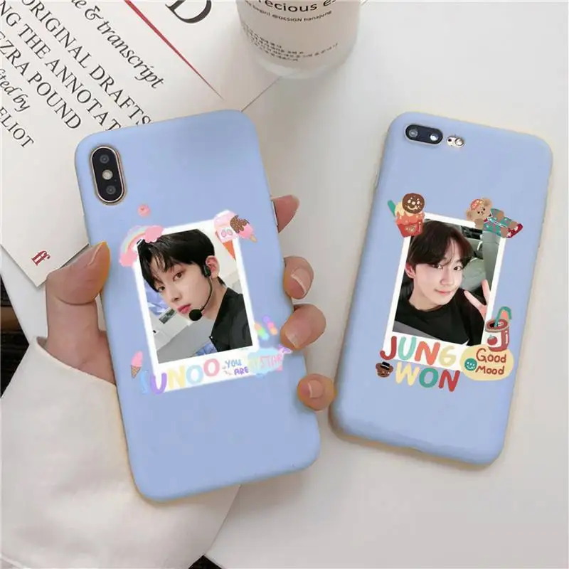 

enhypen kpop Blue Back Coque Silicone Phone Case for iPhone 11 Pro Max XR XS X Solid Color Capa for iPhone 6 6S 7 8 Plus Cases