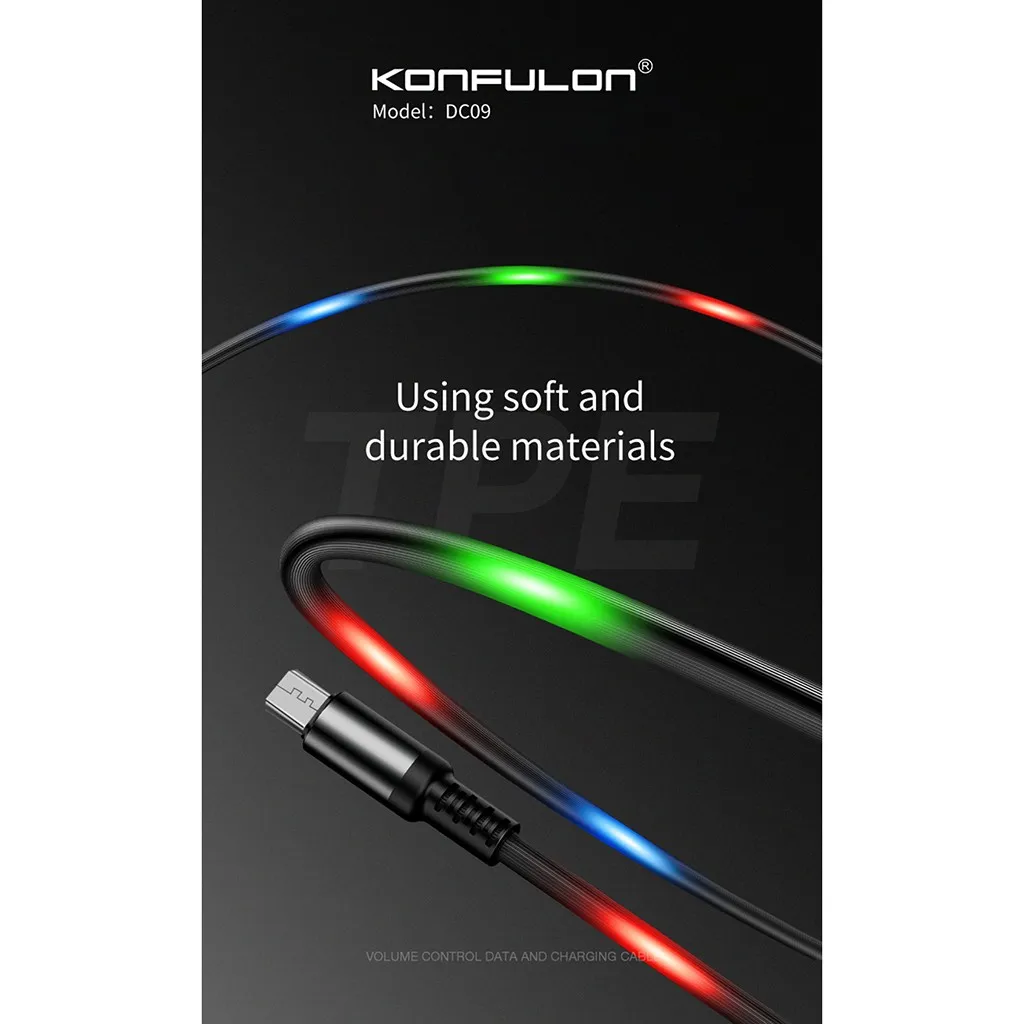 Микро Usb кабель 1 м Голосовая активированная подсветка быстрое зарядное