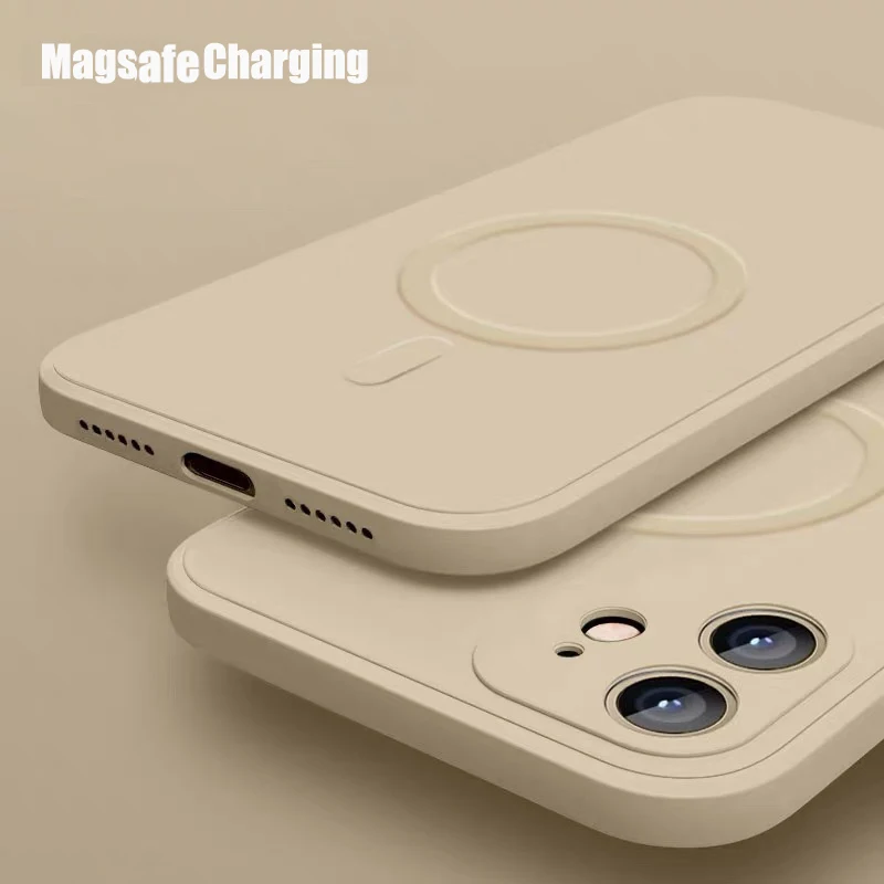 liquid wireless magnetic silicon phone case for iphone 12 11 13 pro max mini x xs xr 7 8 plus magsafing charging celular coque free global shipping