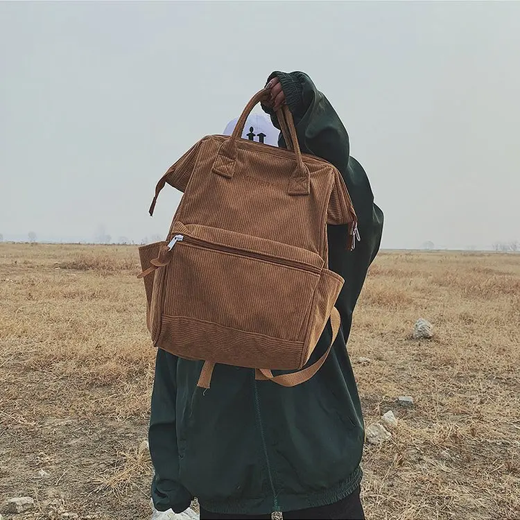 Вельветовые Рюкзаки Женские школьные сумки для подростков девочек Mochila большой емкости повседневные дорожные рюкзаки женский рюкзак