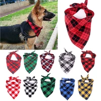 1pc dog bandanas large pet scarf pet bandana for dog cotton plaid washablebow ties collar cat dogs scarf large dog accessories