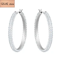 qsjie high quality 11 swa birthday gift fashion design stone hollow white earrings charming fashion jewelry