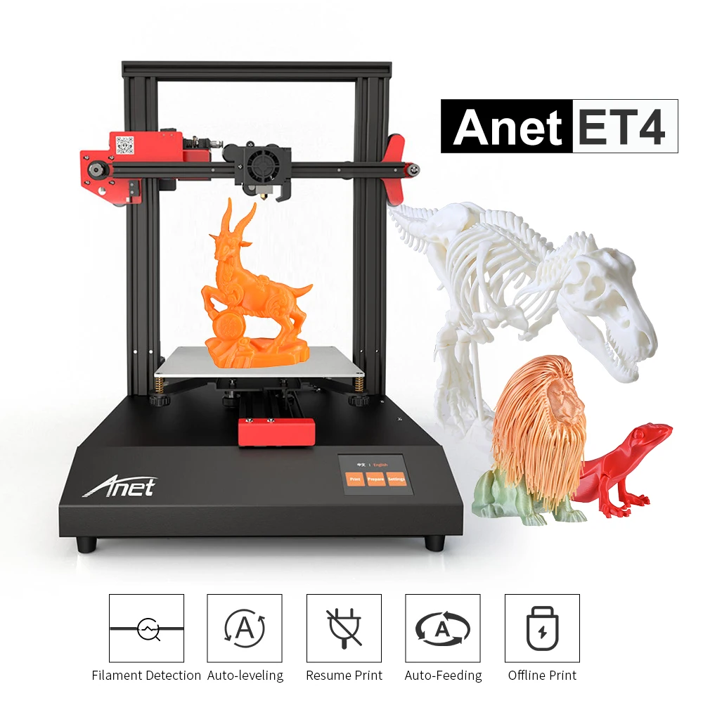 3D принтер Anet ET4 с 2 8 дюймовым цветным сенсорным экраном возобновление печати