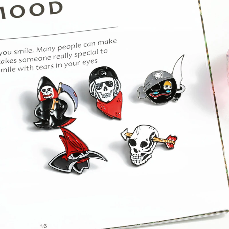 Горячая Распродажа темно-черная брошь эмалированная булавка в форме головы