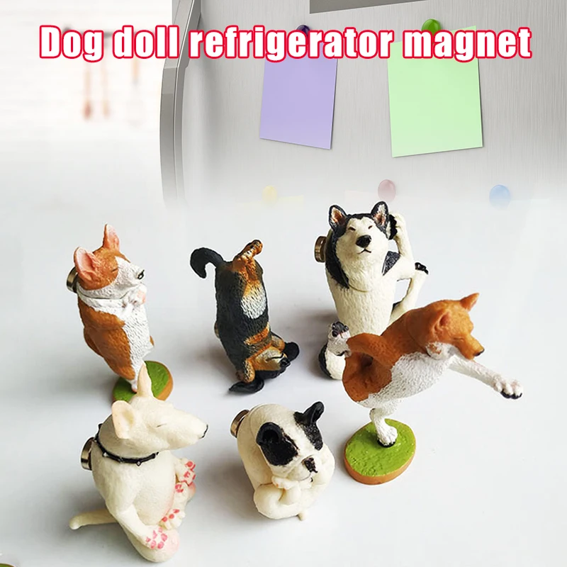 

Магнитное украшение для холодильника с 3D рисунком собаки, 6 шт., яркий мультяшный декор с животными, забавные подарки из ПВХ для холодильника...