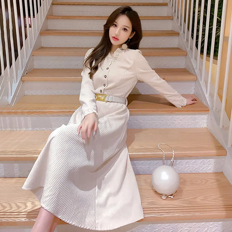 

Casual Women Spring Summer Dresses Fashionable Elegant V-Neck High Waist Vintage Korean Style Lady Office Lady Mini Dress