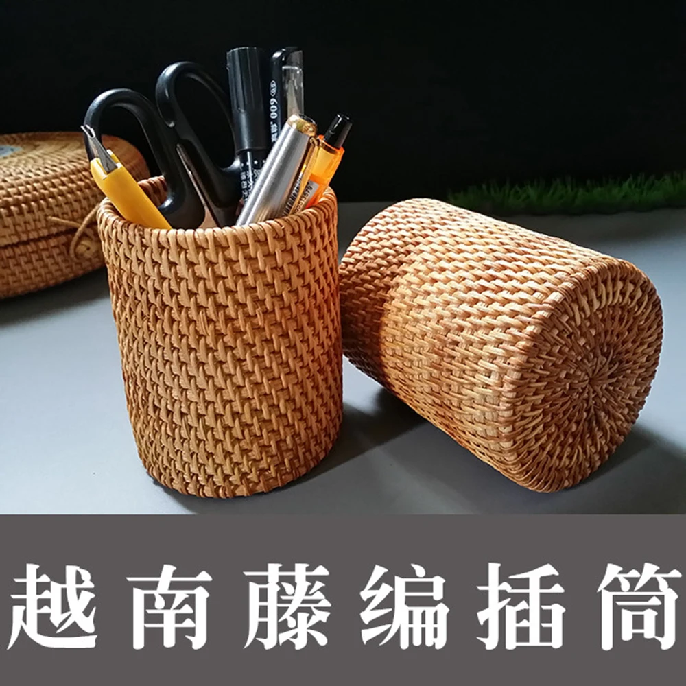 

Rattan Pen Holder Pencil Organizer Pen Covers Tea Accessories 10 cm