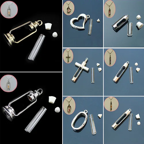 Стеклянная флакон 3 шт. стеклянные подвески медные контейнеры рисовые украшения