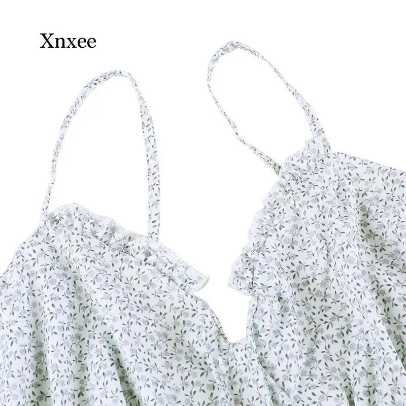 

Summer Dress Female Robe V-Neck Sexy Floral Suspender Mini Dress One-Shoulder Ruffled Dress One-Shoulder Dress with Backless A-L