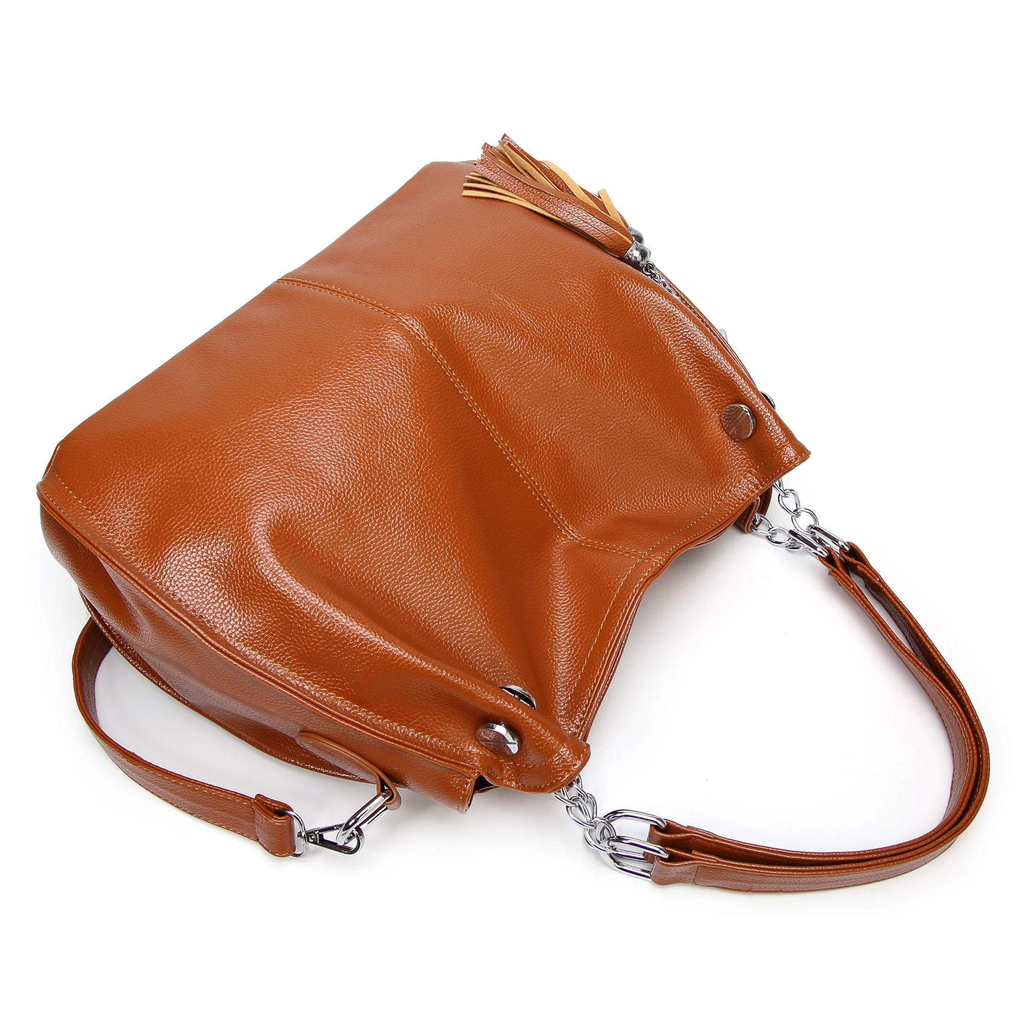 Сумка тоут женская с верхней ручкой металлическая сумочка на плечо кисточкой