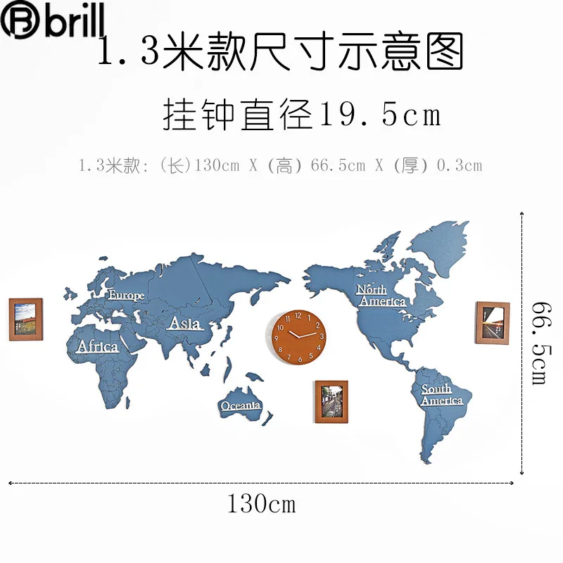 

Creative Nordic World Map Wall Clock Wood DIY Photo Frame Wall Watches Home Decor Living Room Decoration Wall Art Decor Horloge