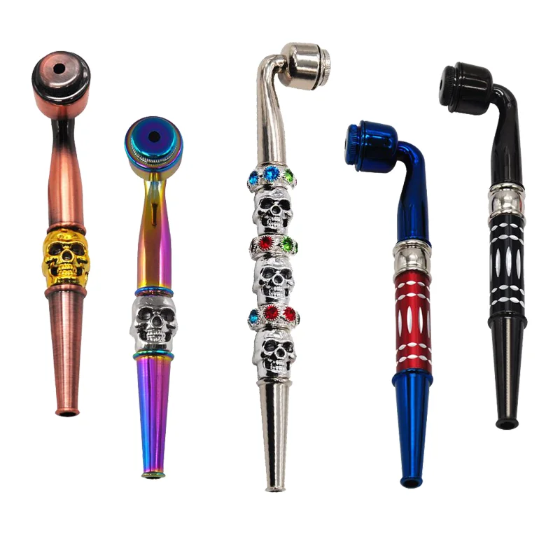 

Metal Smoking Pipe Tobacco Pipe Cool Skull Head Style Cigarette Container Herb Grinder Mesh Filter