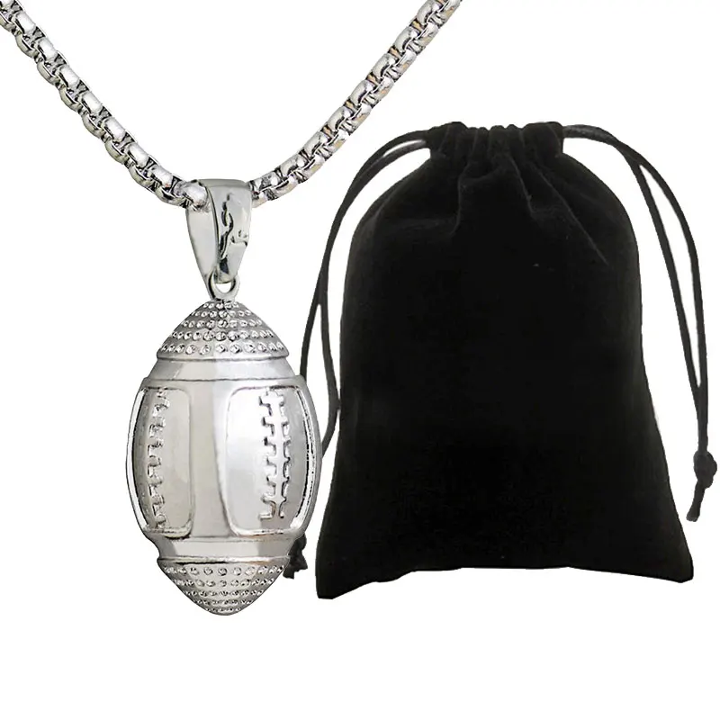3D кулон в виде американского футбольного мяча мужское Спортивное ожерелье из