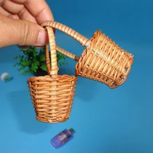 Mini cesta de mimbre para almacenamiento de frutas y dulces, cesta de flores secas, organizador para guardería, regalos, decoración