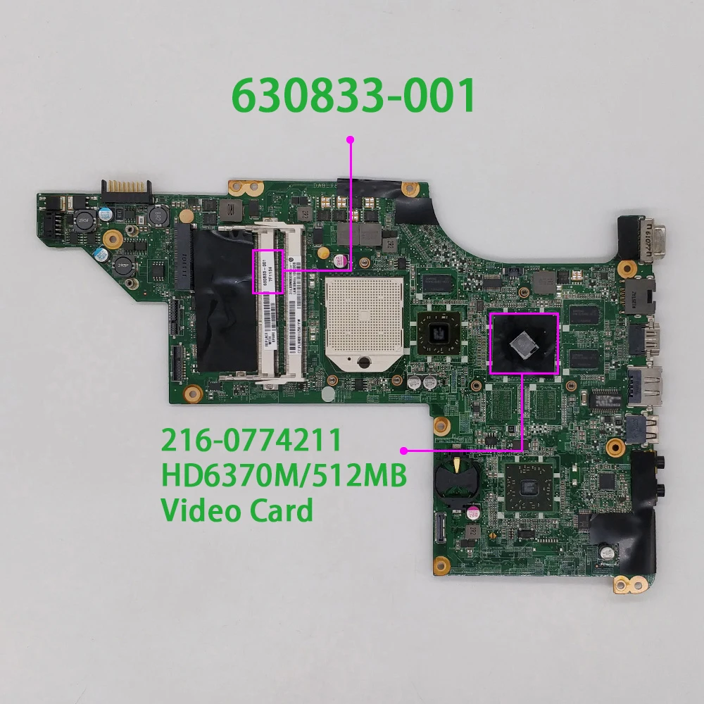 

for HP Pavilion DV7 DV7-4200 Series 630833-001 DA0LX8MB6E1 w HD6370/512 Video Card Laptop PC NoteBook Motherboard Mainboard