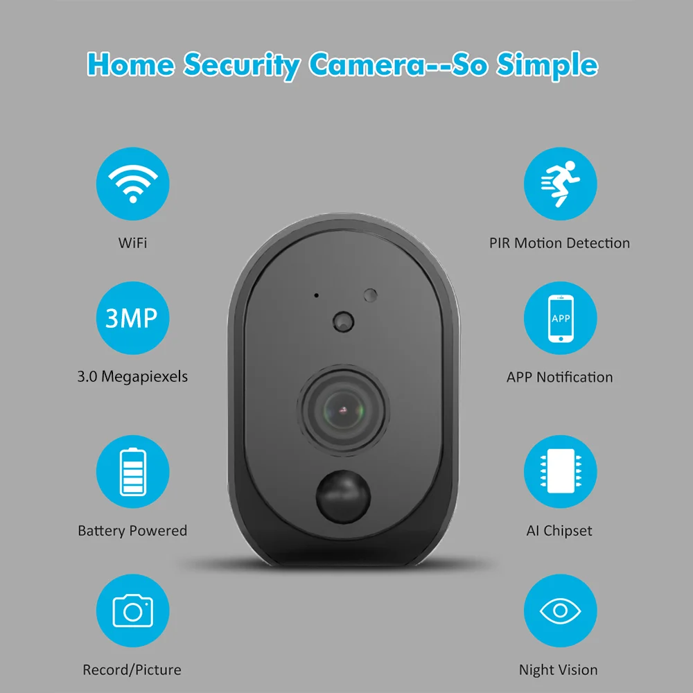 Уличная Водонепроницаемая камера видеонаблюдения с Wi-Fi и аккумулятором 3 Мп |