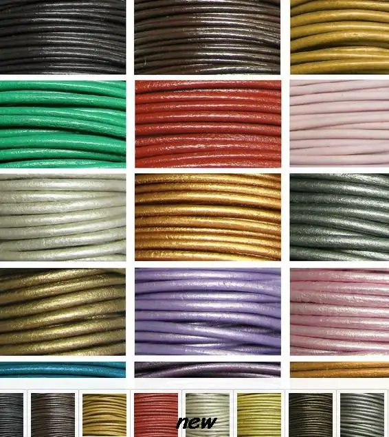 

2mm mixed color Fr34ing Jewelry DIY 100 Meters Black real Round Genuine Leather cords Necklace Bracele Cord string Rope