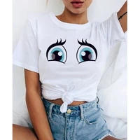 2021 vintage harajuku 90s graphic tees tops cute big eyes tshirts women funny t shirt white tshirt female clothing