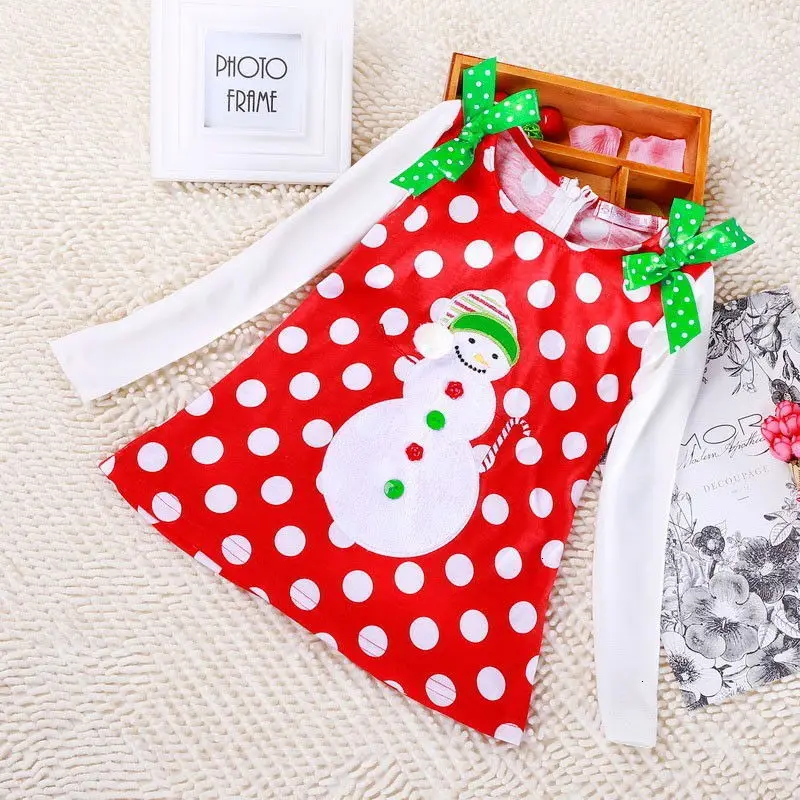 Новогоднее рождественское платье для маленьких девочек рождественское платье для девочек детское платье принцессы на Хэллоуин хлопковое пушистое платье в горошек для девочек