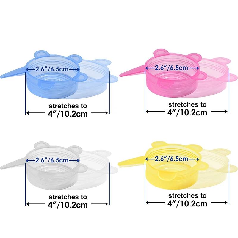 Силиконовые растягивающиеся многоразовые крышки для хранения пищевых продуктов