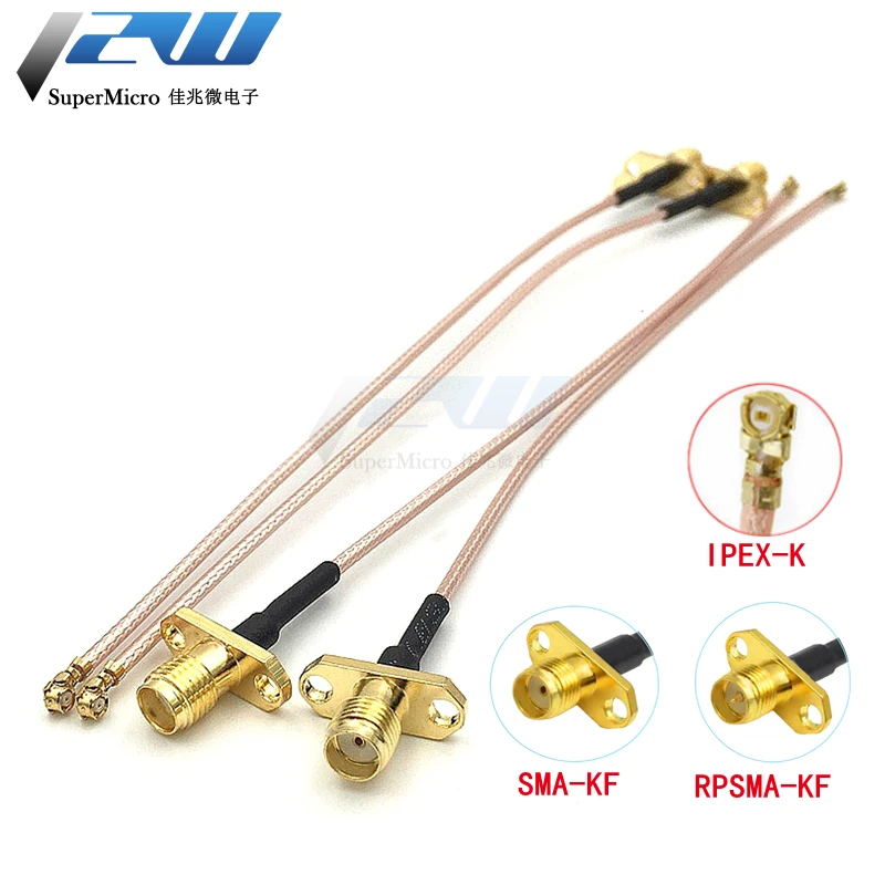 

1 PCS IPX U.fl IPEX to SMA / RP-SMA Female 2 Hole Flange Mount Panel Jack RG178 Coax Pigtail Cable Connector 5CM 10CM 15CM 20CM