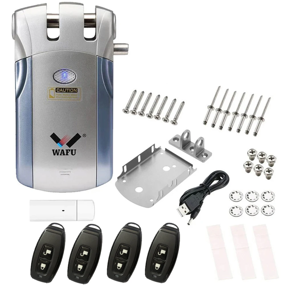 

Wafu 019 Smart 433MHz Wireless Wifi Lock Remote Control BT Electronic Keyless Door Invisible Lock Phone Control Fingerprint Lock