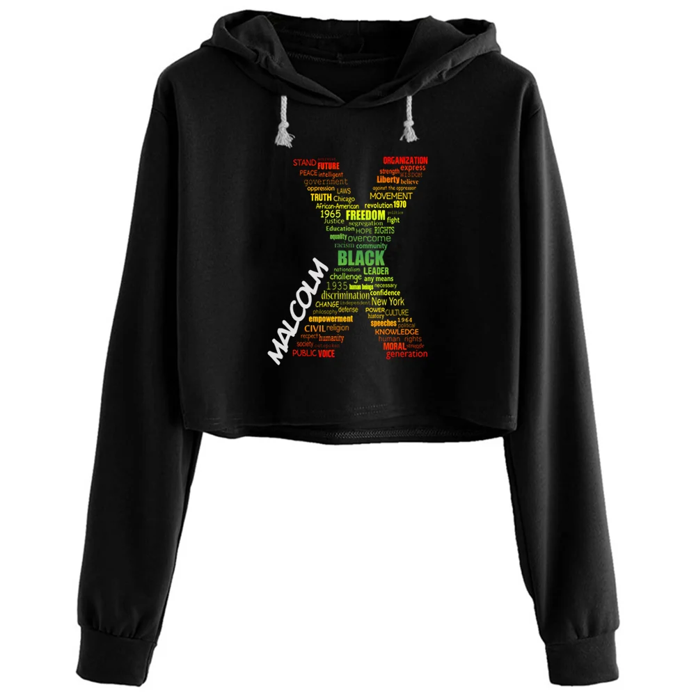

Typographic Malcolm X Kids Tee Crop Hoodies Women Anime Emo Aesthetic Kpop Pullover For Girls