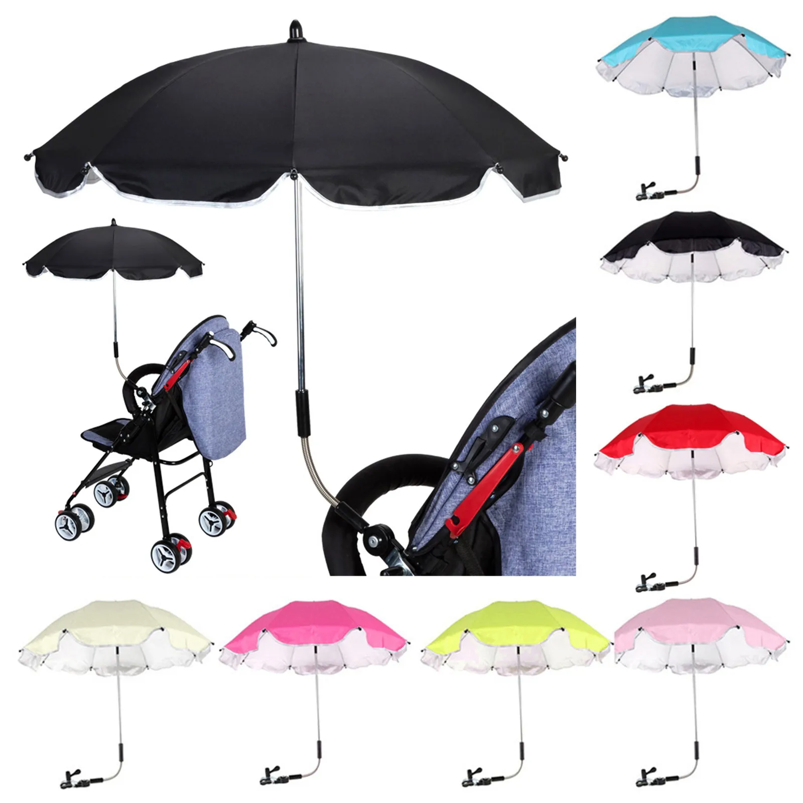 

1PC Detachable Baby Stroller Umbrella Adjustable Pram Baby Stroller Cover UV Rays Sun Shade Parasol Rain Protecter Outdoor Tool