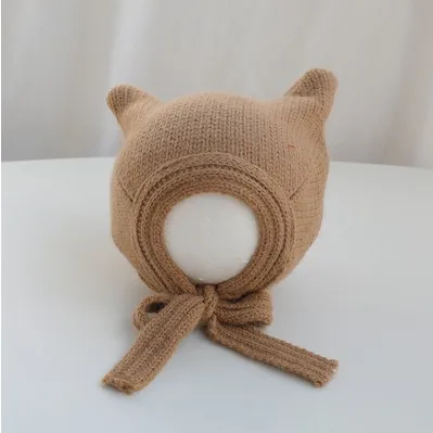 

Winter Baby Knit Hat Beanie Cute Dual Handle Knitted Earmuffs Hat Children Woolen Cap Infant Boys And Girls Warm Knitted Hat