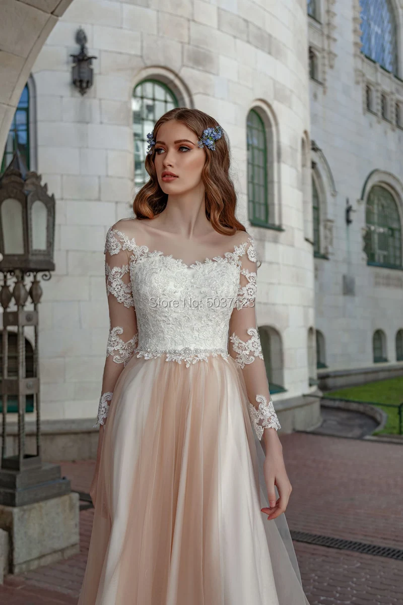 Vestidos De Noiva трапециевидной формы одежда с длинным рукавом свадебное платье