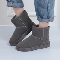 winter women snow boots solid color slip on warm shoes plush fur boots non slip outdoor ankle boots classic ladies shoes