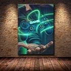 Картины на холсте с геймпадом для геймпада, современные красочные постеры и печать, игровая ручка на стене для декора комнаты мальчика, подарок для ребенка