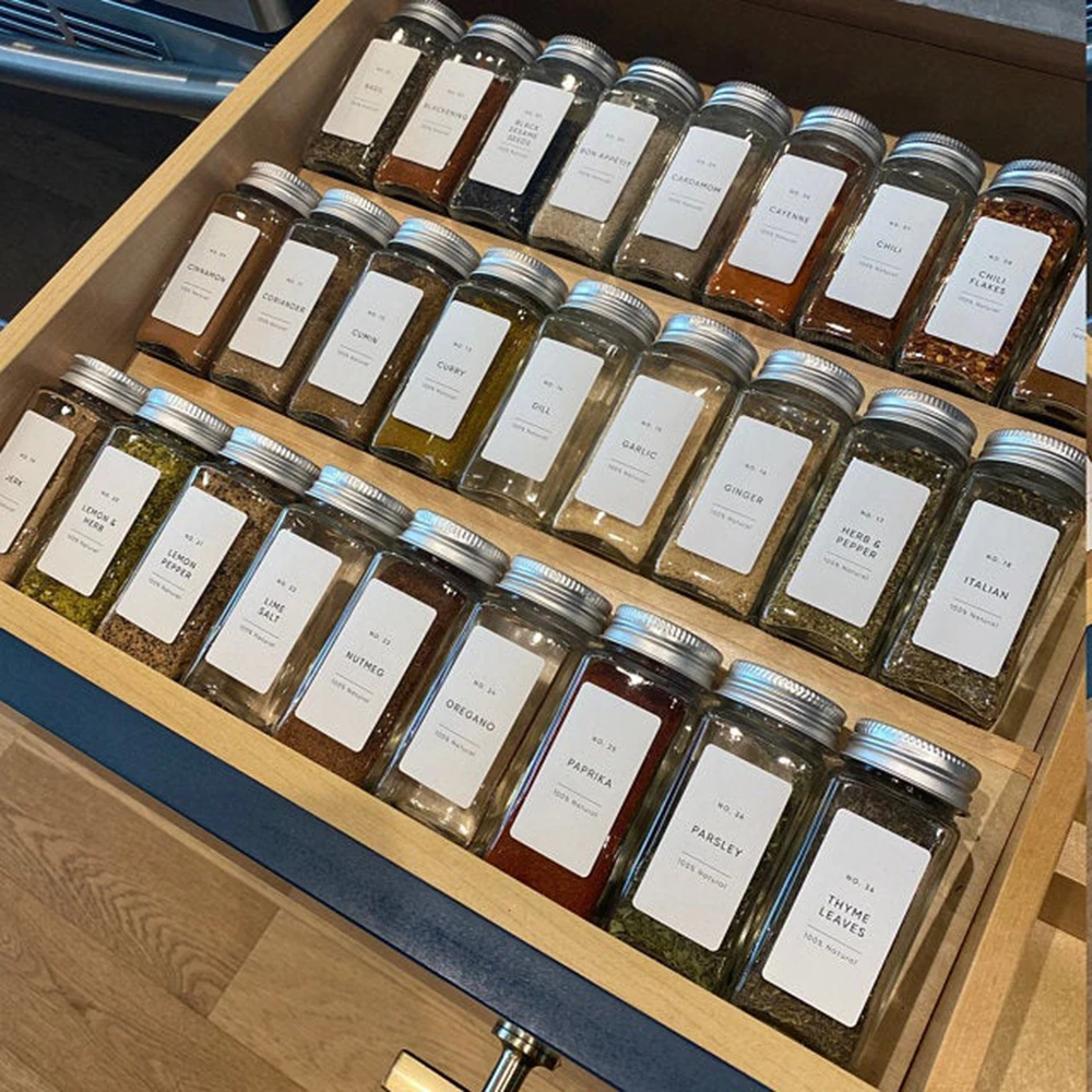 Customize Minimalist Spice Labels Rectangle Modern Kitchen Storage Waterproof Oil Proof Adhesive Sticker | Дом и сад