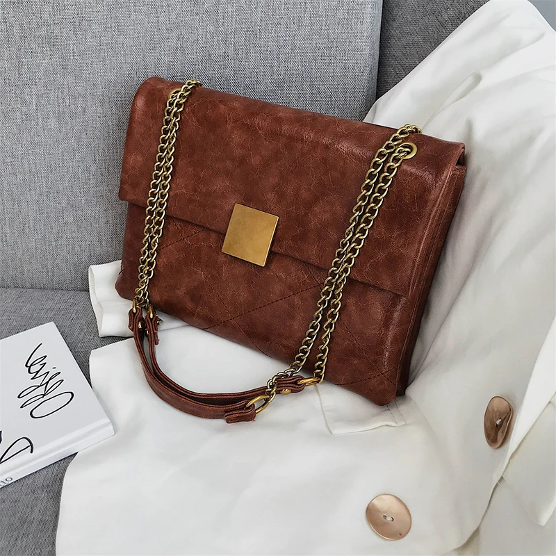 

2021 New Woman Shoulder Bag High Quality Handbag Large Capacity Shopping Bag Fashion Tote Bag PU Chain Messenger Bag Luxury Bag