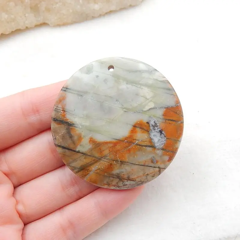 

Hot Sale Natural Stone Picasso Jasper Pendant Bead 50x7mm 33g Trendy Jewelry Gift Accessory