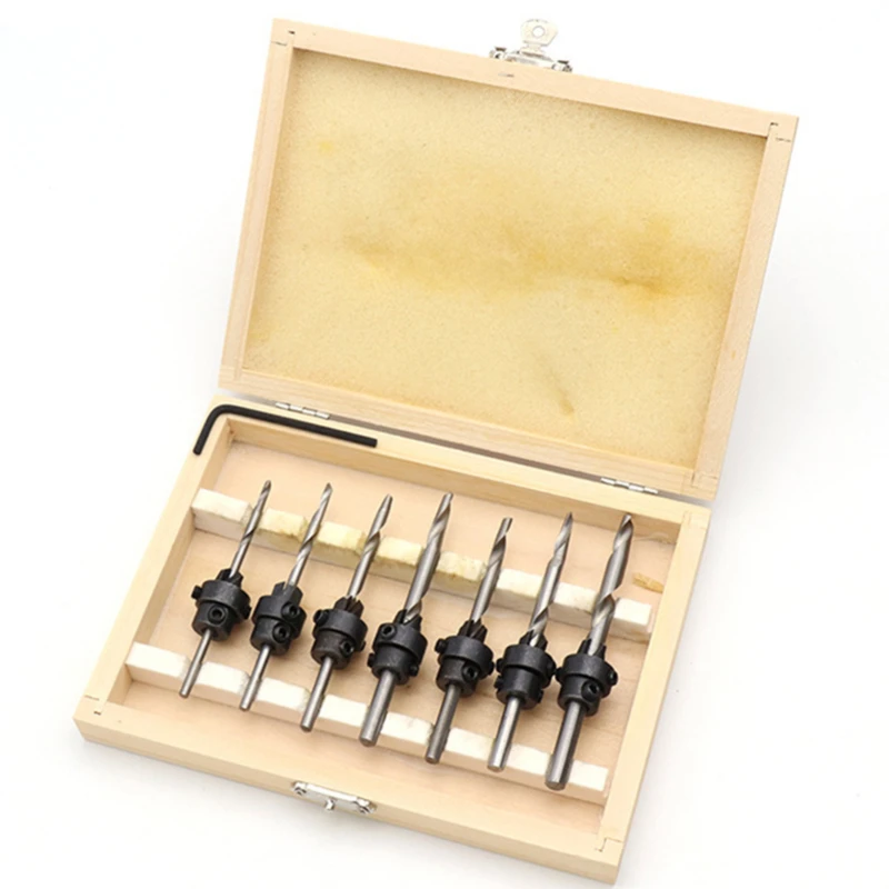 1 Набор конических зенковочных сверл HSS Деревообрабатывающие инструменты 1/4