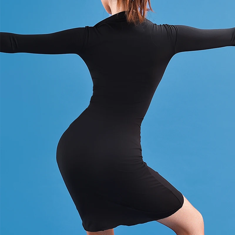 

Fashion Latin Dance Costume Women Salsa Tango Cha Cha Ballroom Practice Wear Black Samba Suit Rumba Performance Clothing DC4493