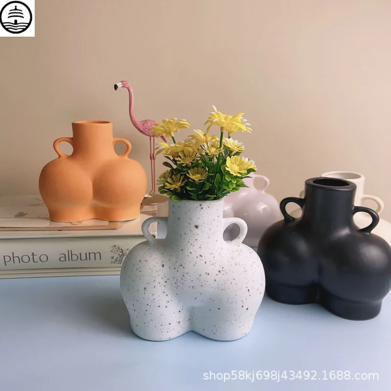 

BAO GUANG TA Nordic Human Body Art Ceramic Vase Figurines Modern Dried Flower Pot Living Room Desktop Decorative Sculpture R7126