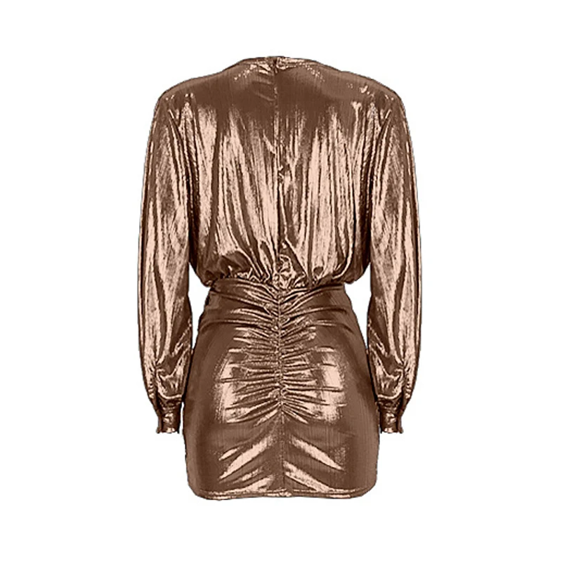2019 модное металлическое облегающее мини платье с рюшами женское сексуальное для