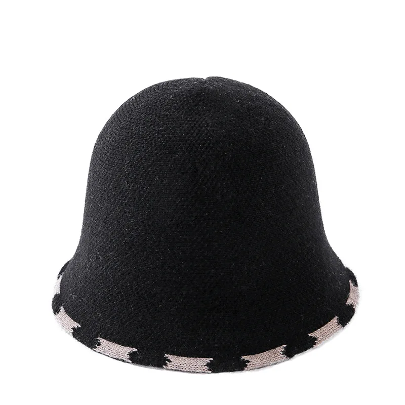 

Korean pure wool bucket cap children's Korean Edition multi lace knitted fisherman's cap
