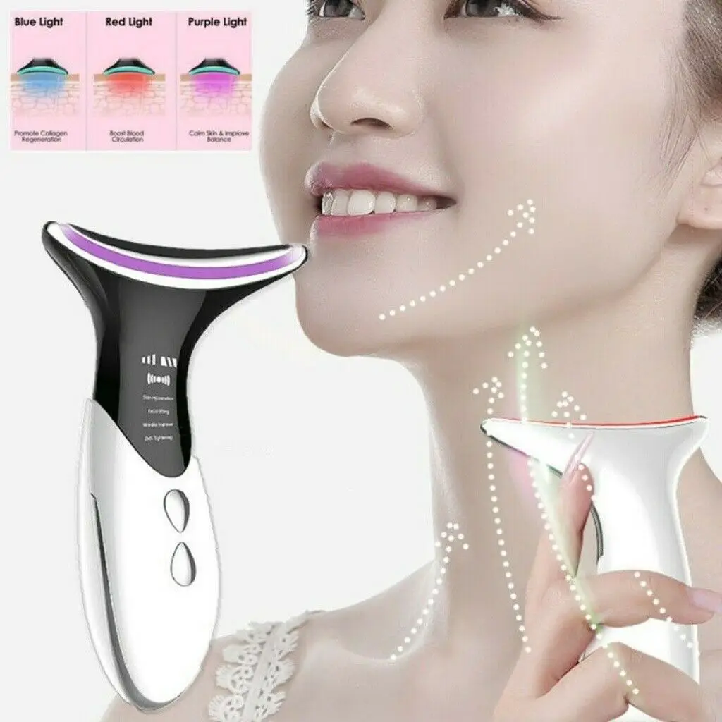 

Smart Neck Beauty Massager LED Photon Therapy EMS Heating Face Lifting Vibration Skin Tighten Anti-Wrinkle Remove Device New