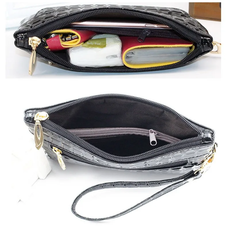 

New Fashion Women Wallets Women Long Zipper Coin Purses pearlite layer Wristlet Handbags Purse Clutch Bag Phone Bag Carteira