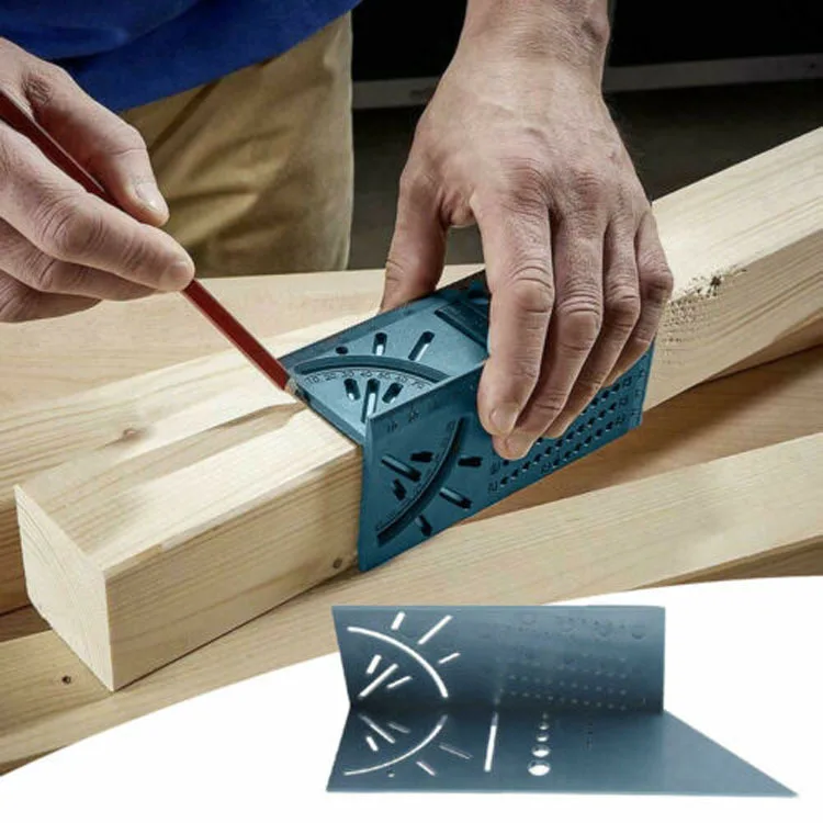 3D угловая измерительная линейка с ручкой Многоуровневая деревянная Рабочая