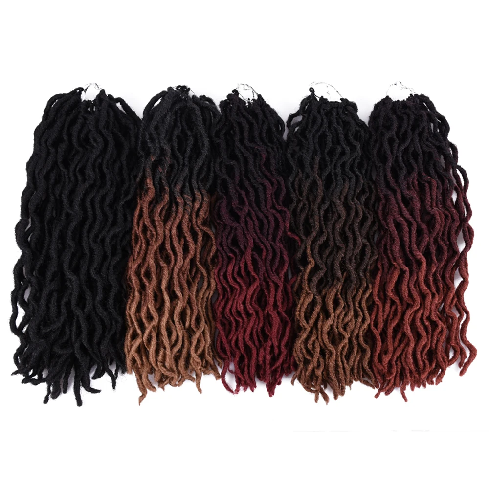 18 дюймов Nu Locs накладные волосы на крючке косички богиня Faux Curly синтетический
