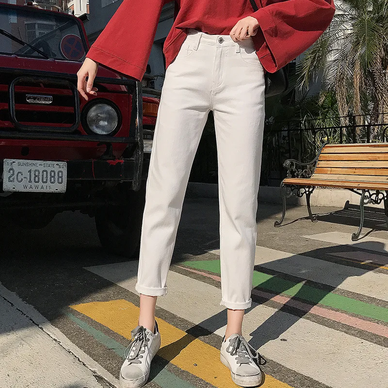 

2021 Fashion Casual Vintage Streetwear Loose Harem Jeans Women Blue Black White High Waist Baggy Jeans Women Pants Plus Size