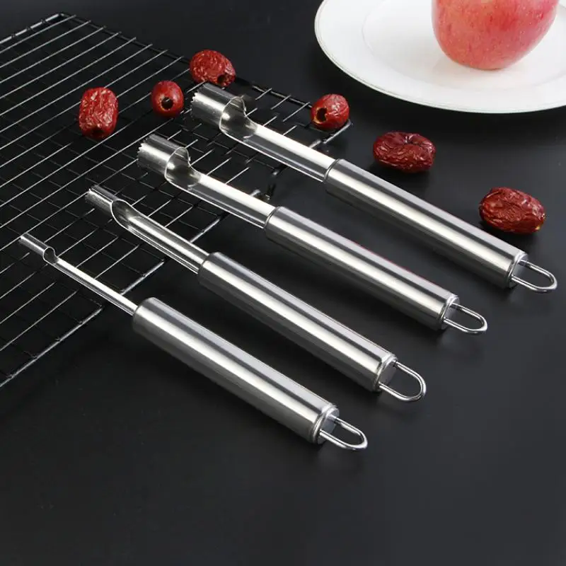 

1Set 4Pcs Stainless Steel Corer Fruit Corer Apple Red Dates Pear Seed Core Remover Slicer Knife Vegetable Kitchen Tools Supplies